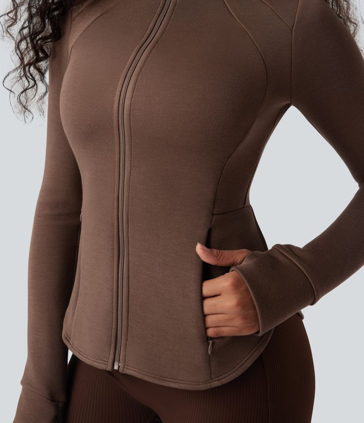 Veste de sport SpacerTek™ col montant, manches raglan longues avec trous pour les pouces