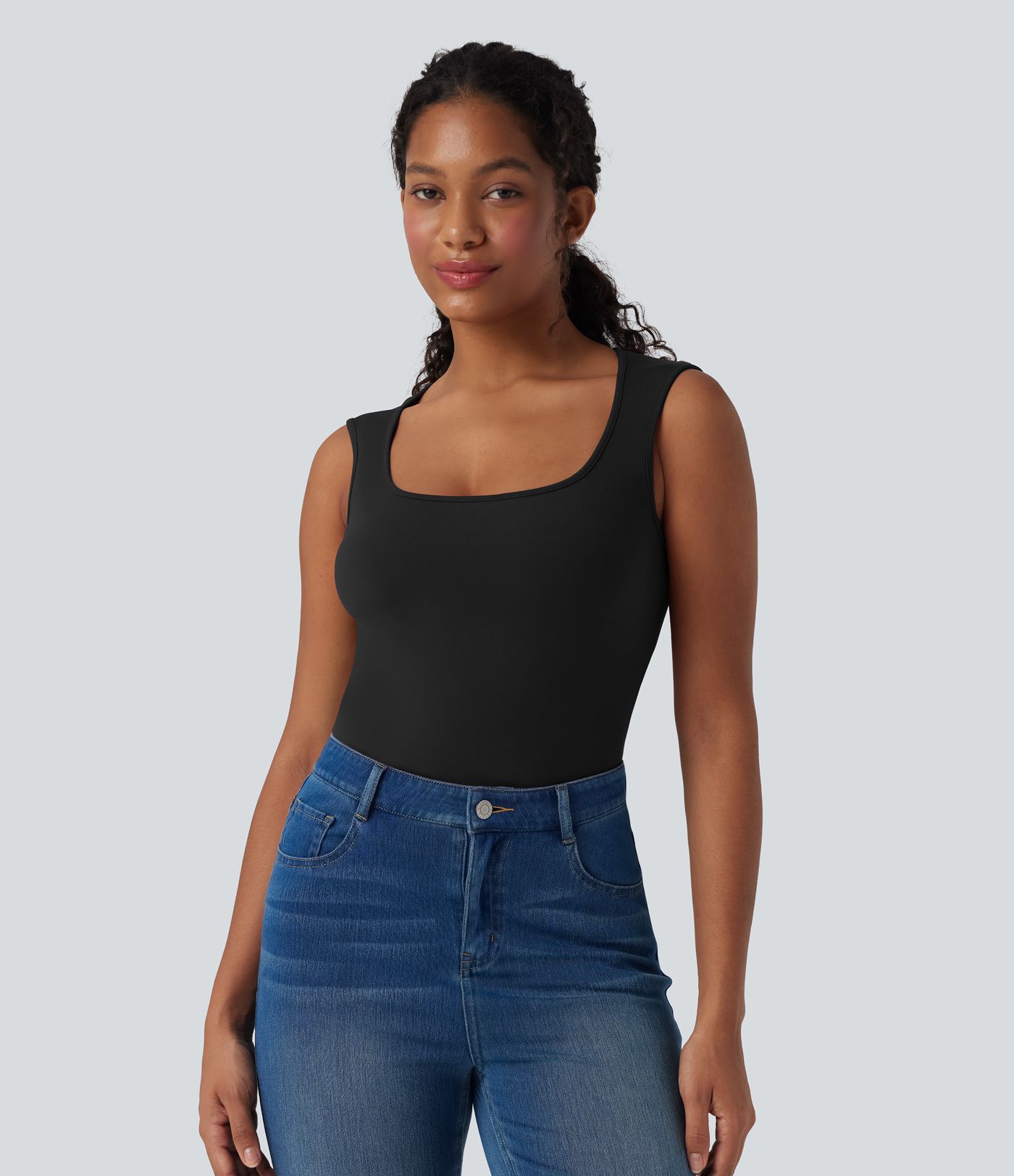 Scoop Neck Sleeveless Casual Top