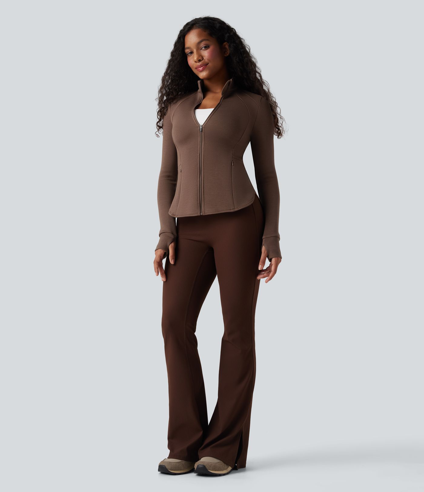 Veste de sport SpacerTek™ col montant, manches raglan longues avec trous pour les pouces