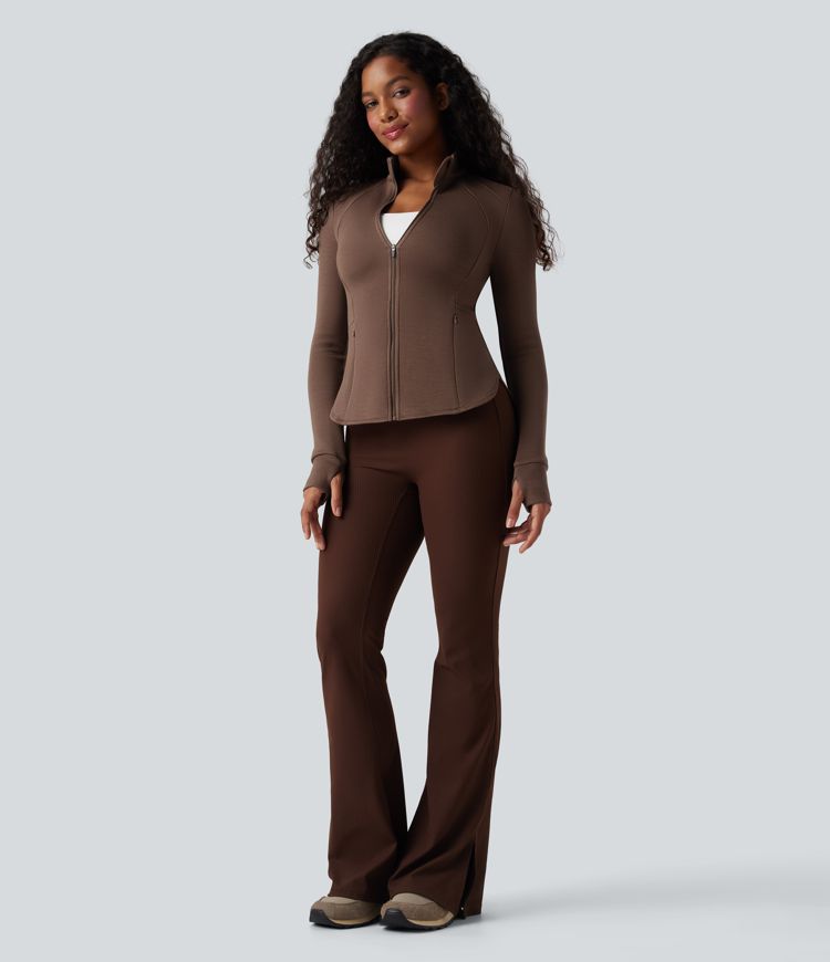 Veste de sport SpacerTek™ col montant, manches raglan longues avec trous pour les pouces