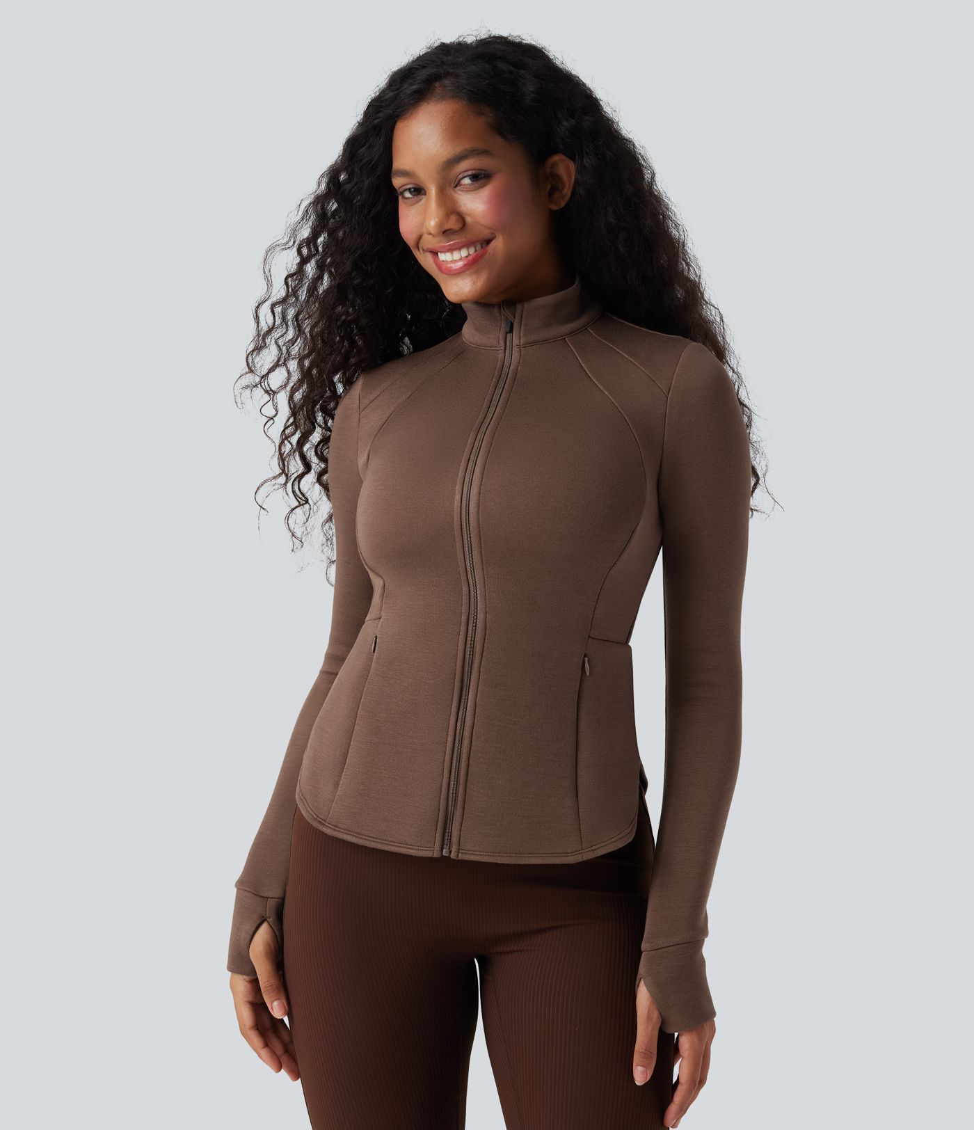 Veste de sport SpacerTek™ col montant, manches raglan longues avec trous pour les pouces