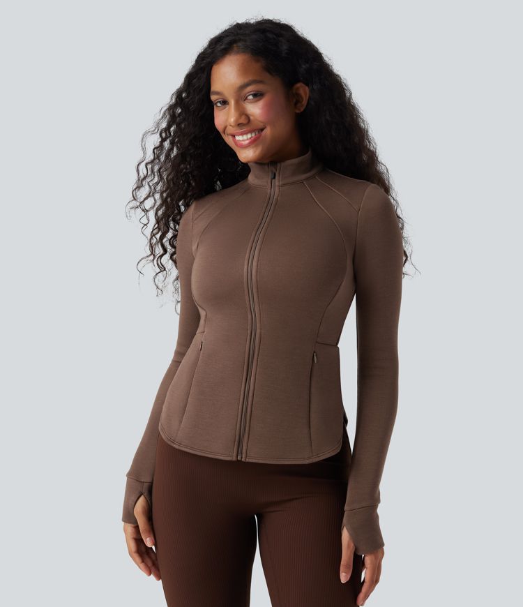 Veste de sport SpacerTek™ col montant, manches raglan longues avec trous pour les pouces