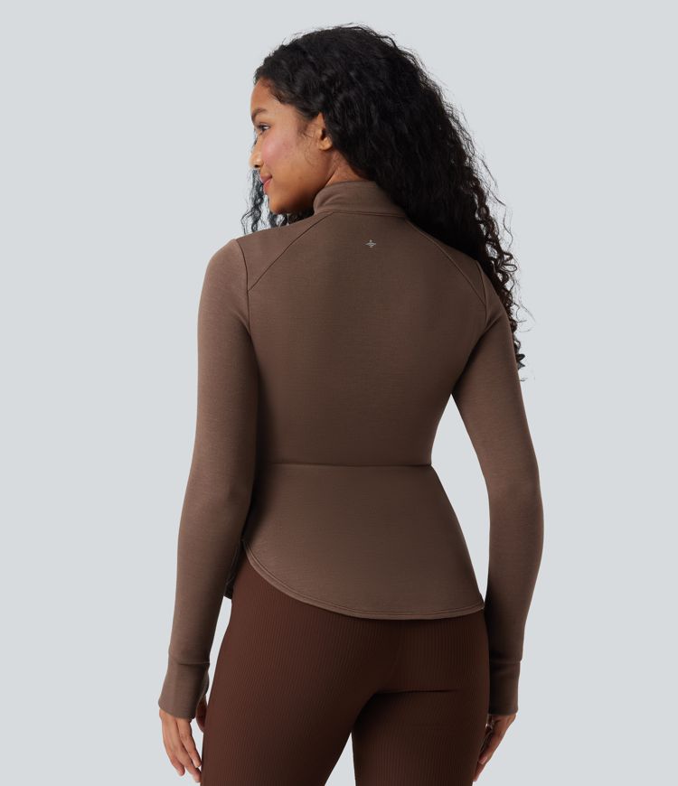 Veste de sport SpacerTek™ col montant, manches raglan longues avec trous pour les pouces