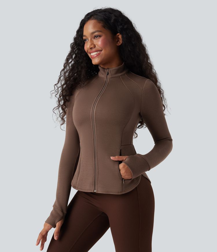 Veste de sport SpacerTek™ col montant, manches raglan longues avec trous pour les pouces