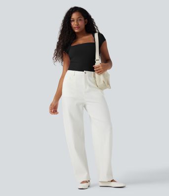 Square Neck Short Sleeve Casual Top