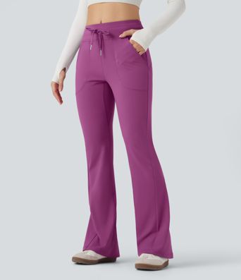 DayStretch Mid Rise Drawstring Slim Casual Flare Pants with Pockets