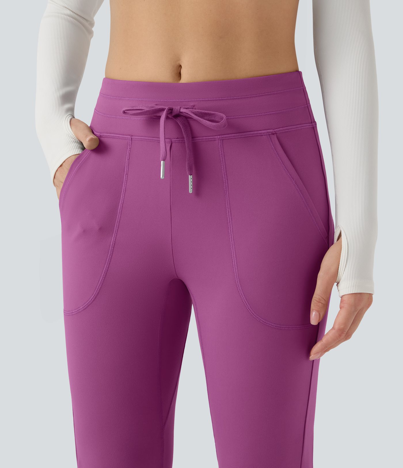 DayStretch Mid Rise Drawstring Slim Casual Flare Pants with Pockets