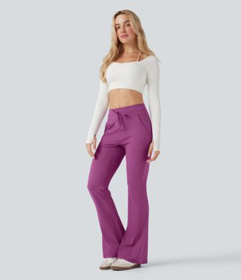 DayStretch Mid Rise Drawstring Slim Casual Flare Pants with Pockets