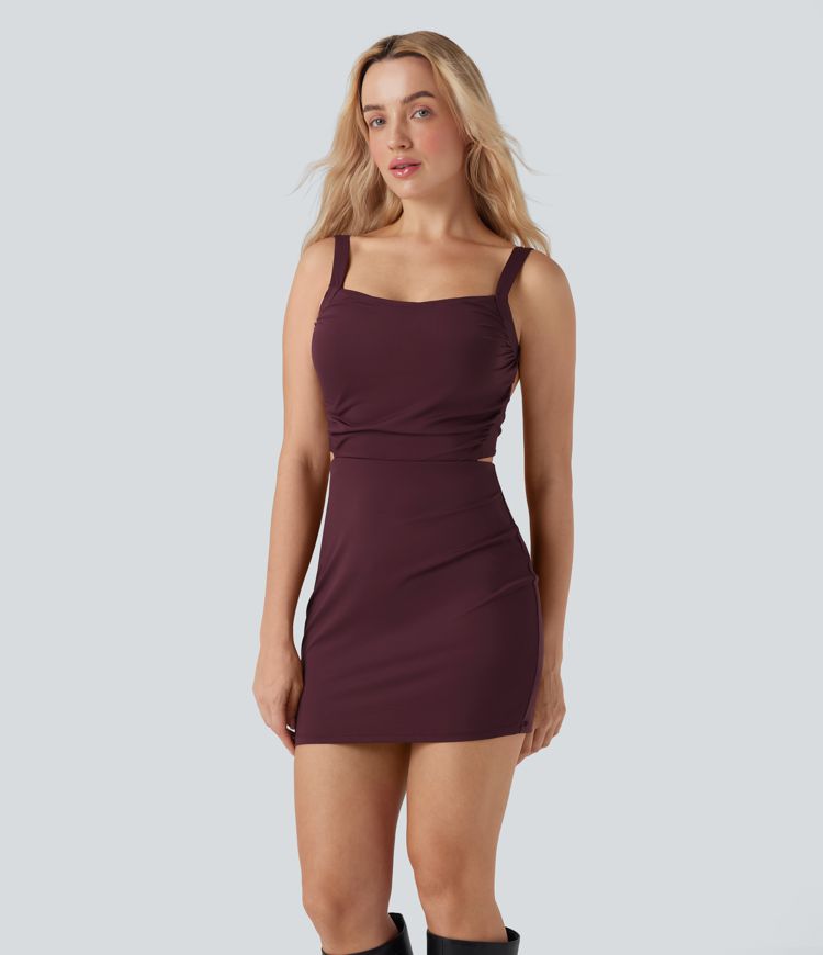 Vestido mini ajustado SoftlyZero™ con espalda anudada y tacto fresco 