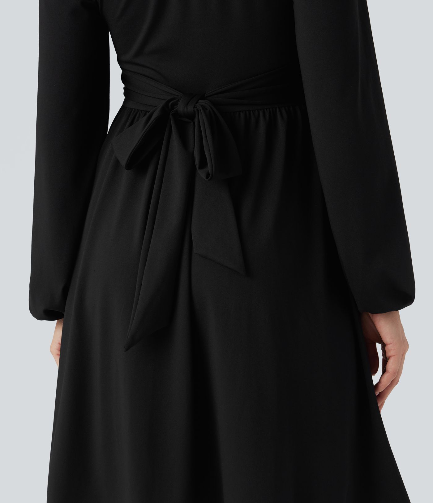 Square Neck Long Sleeve Lace Up Corset Tie Back Mini Casual Dress