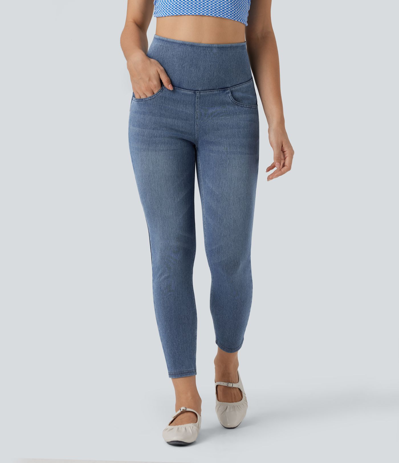 Skinny jeans 7/8 Halara Flex™ high waist with criss-cross back pockets