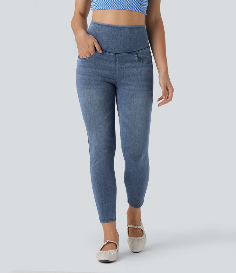 Skinny jeans 7/8 Halara Flex™ high waist with criss-cross back pockets