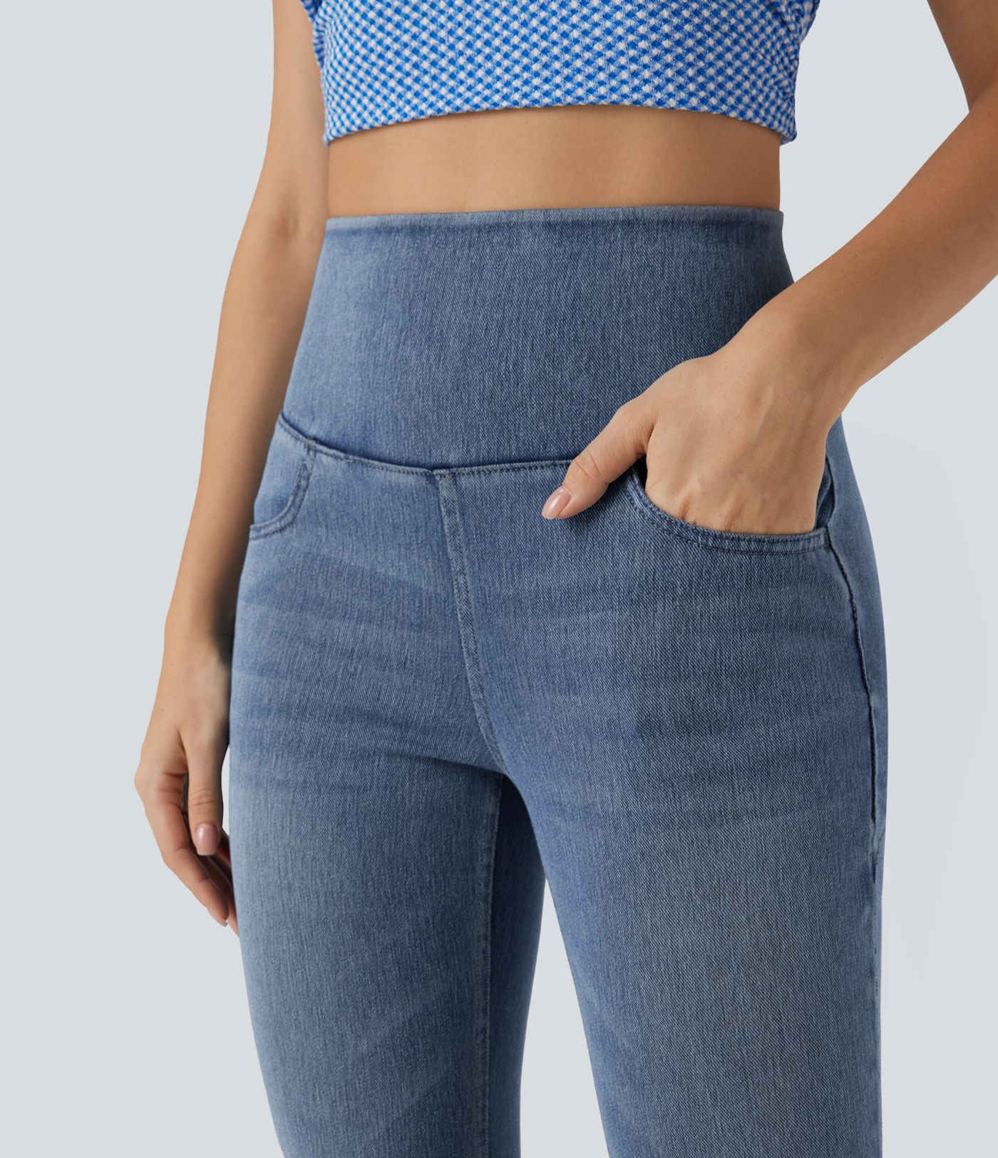 Skinny jeans 7/8 Halara Flex™ high waist with criss-cross back pockets