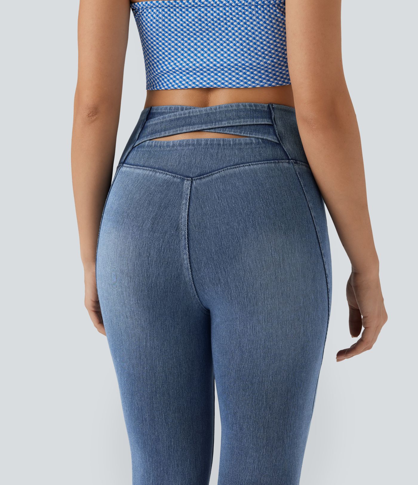 Skinny jeans 7/8 Halara Flex™ high waist with criss-cross back pockets