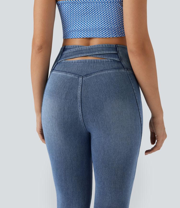 Skinny jeans 7/8 Halara Flex™ high waist with criss-cross back pockets