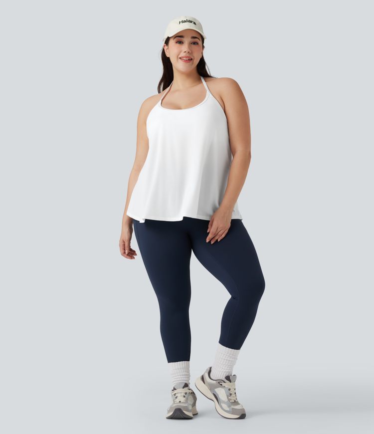 Plus Size SoftlyZero™ Airy Halter Draped  Yoga Sports Top-UPF50+