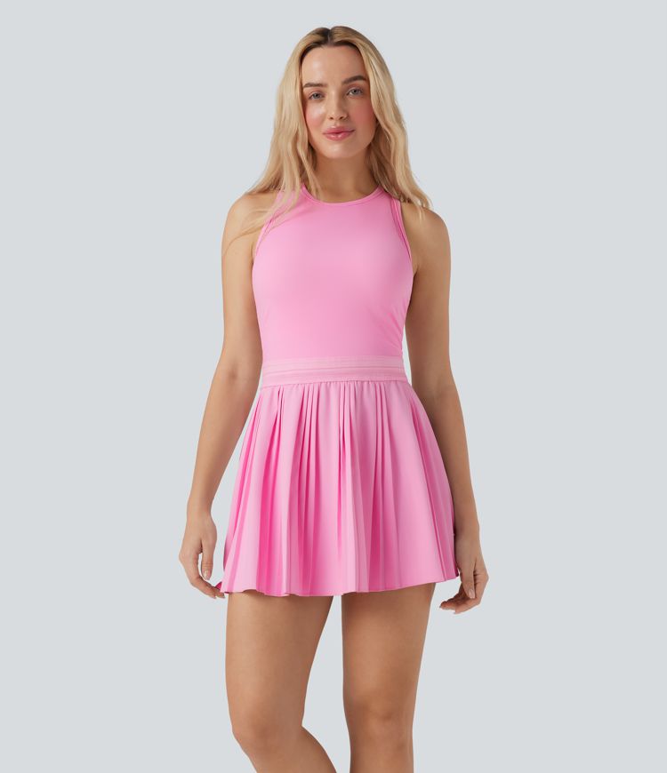 Racerback Cut Out Pleated Quick Dry Mini Tennis Active Dress