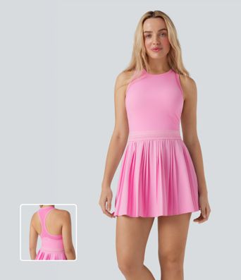 Racerback Cut Out Pleated Quick Dry Mini Tennis Active Dress