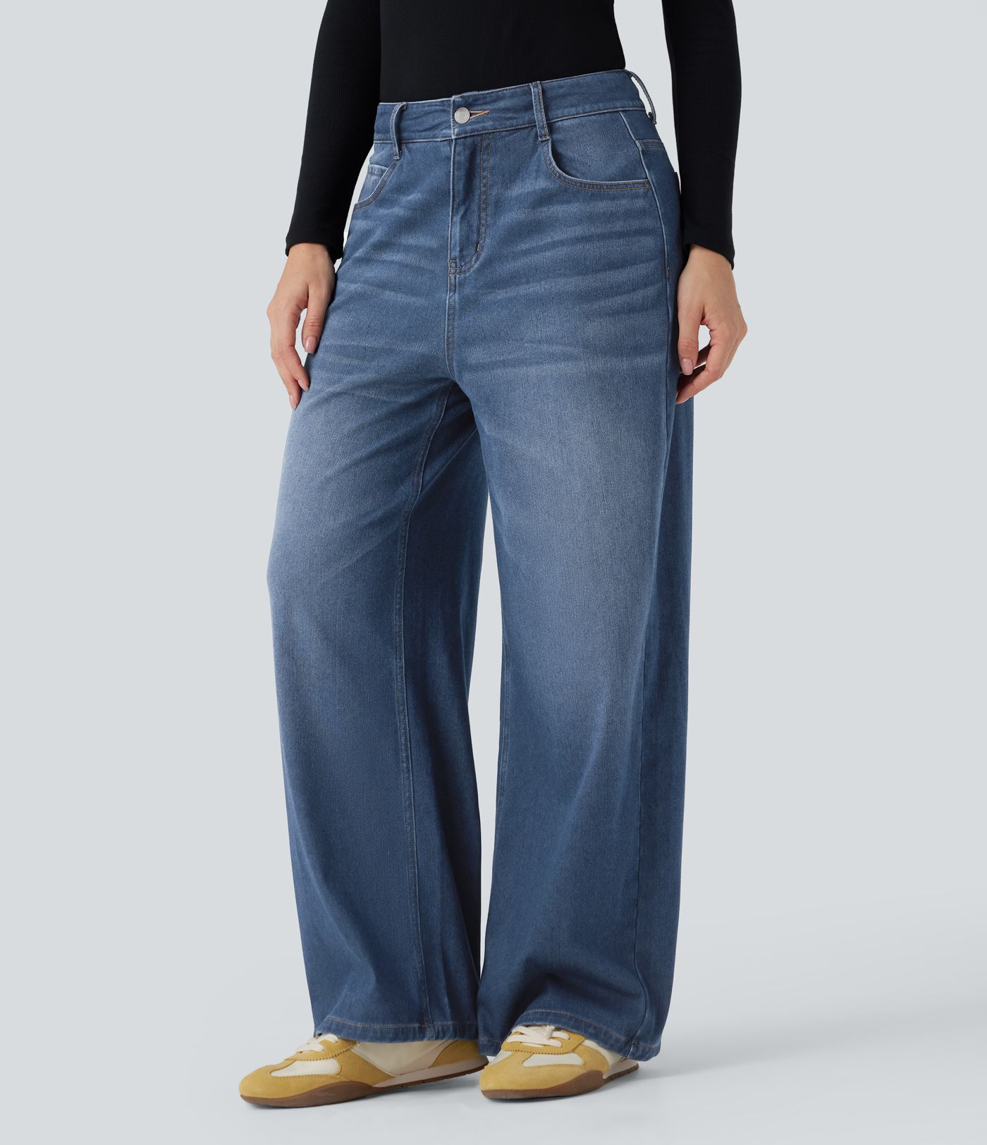 Jean large taille moyenne Halara Flex™ Denim Heat avec poches