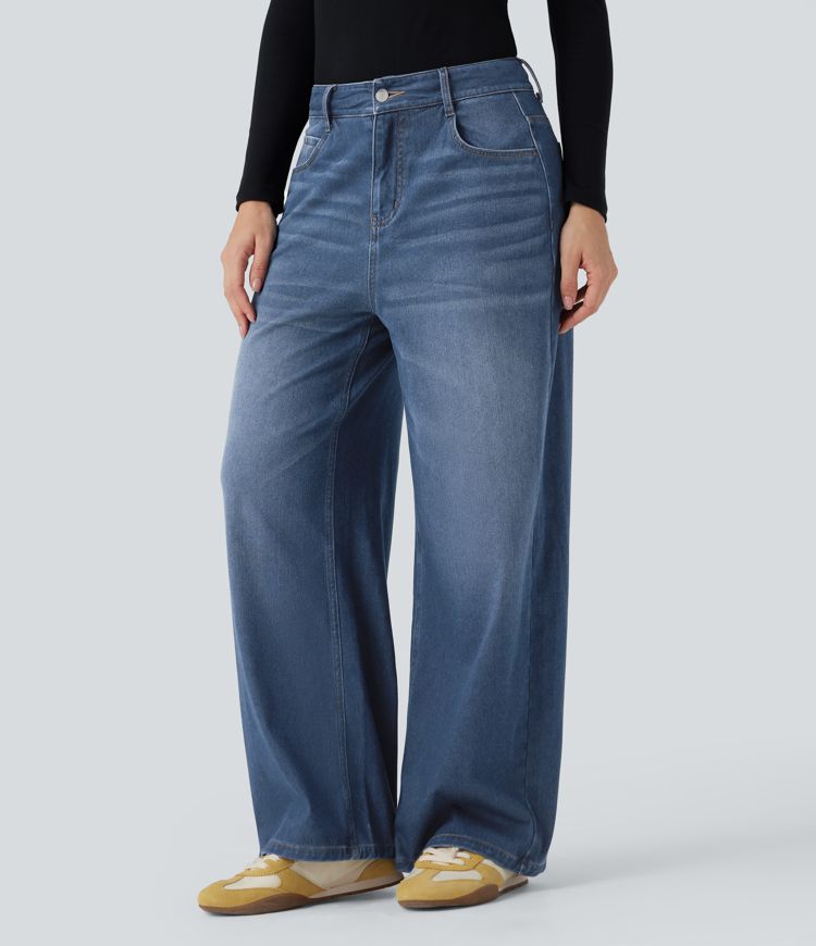 Jean large taille moyenne Halara Flex™ Denim Heat avec poches