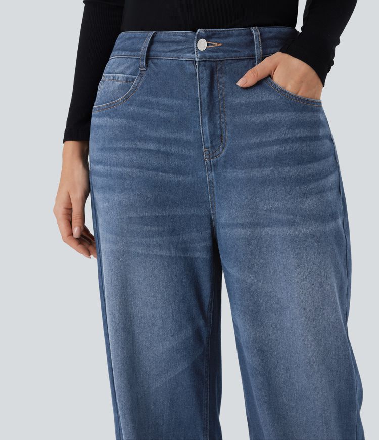 Jean large taille moyenne Halara Flex™ Denim Heat avec poches