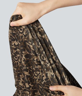 Halara Flex™ Leoprd Print Low Rise Wide Leg Casual Jeans with Pockets