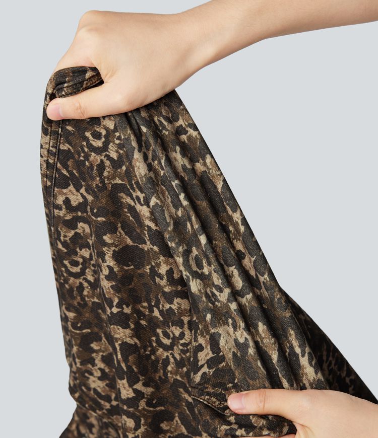 Halara Flex™ Leoprd Print Low Rise Wide Leg Casual Jeans with Pockets