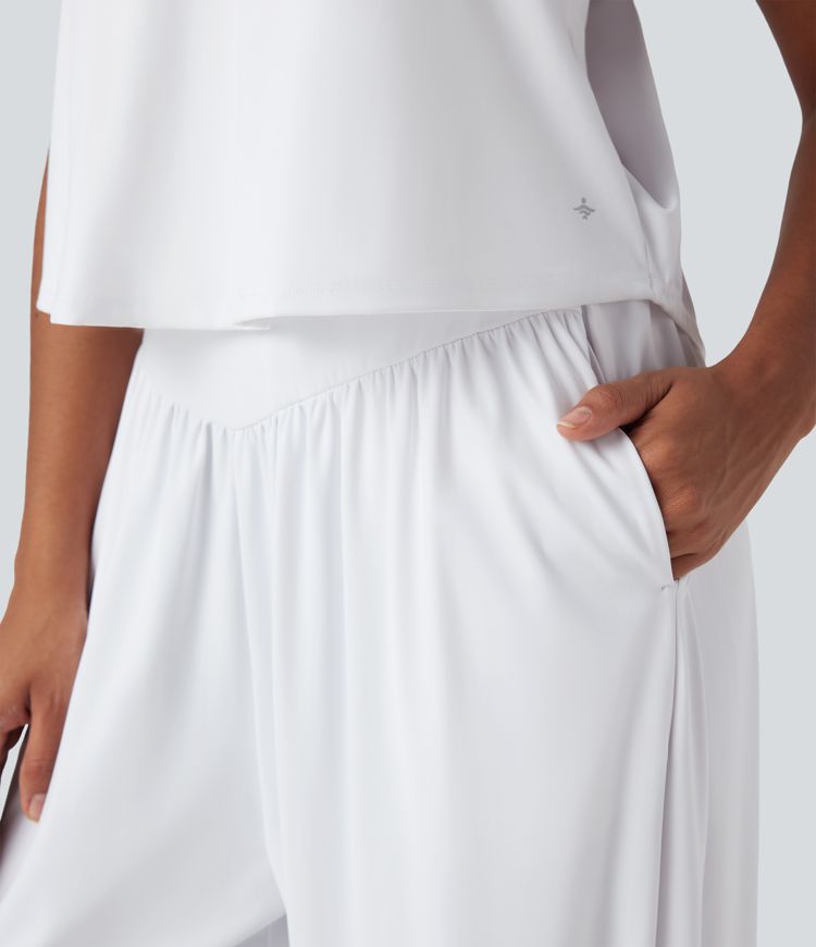 Salopette yoga SoftlyZero™ Airy col licou sans manches toucher frais avec poches-Facile à enfiler-UPF50+