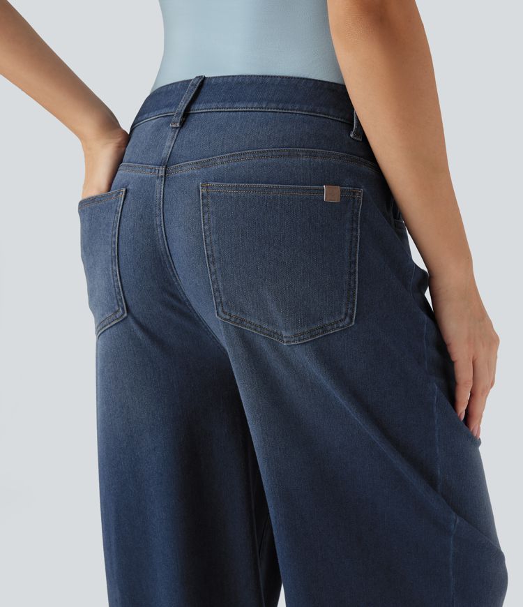 Halara Flex™ Denim Heat Mid Rise Wide Leg Casual Jeans with Pockets
