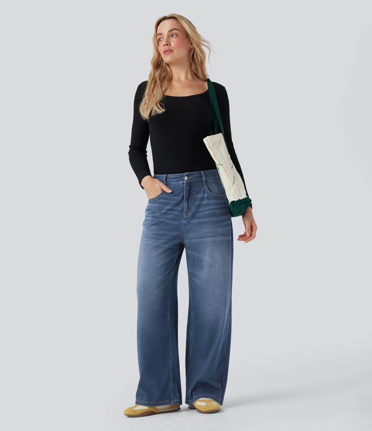 Jean large taille moyenne Halara Flex™ Denim Heat avec poches