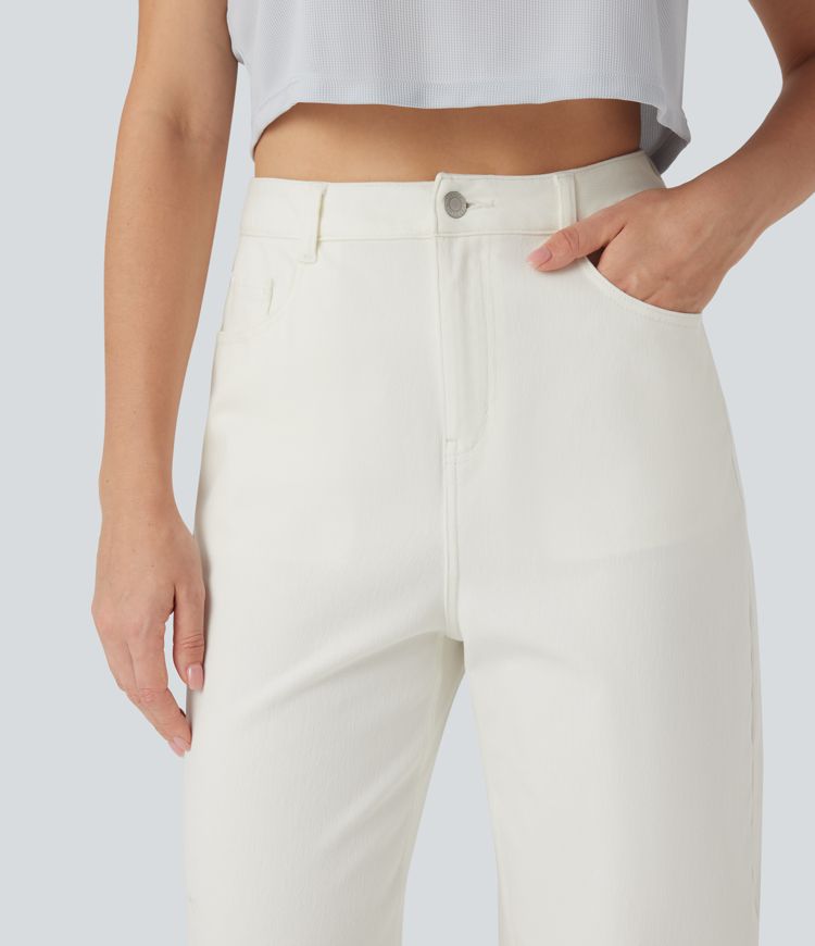 Halara Flex™ Water-Repellent Oil-Resistant High Waisted Barrel Leg Casual Jeans with Pockets