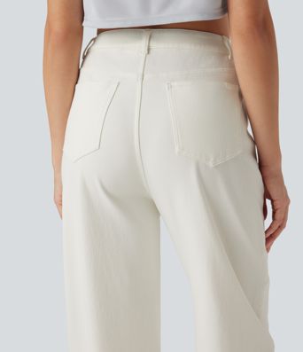 Halara Flex™ Water-Repellent Oil-Resistant High Waisted Barrel Leg Casual Jeans with Pockets