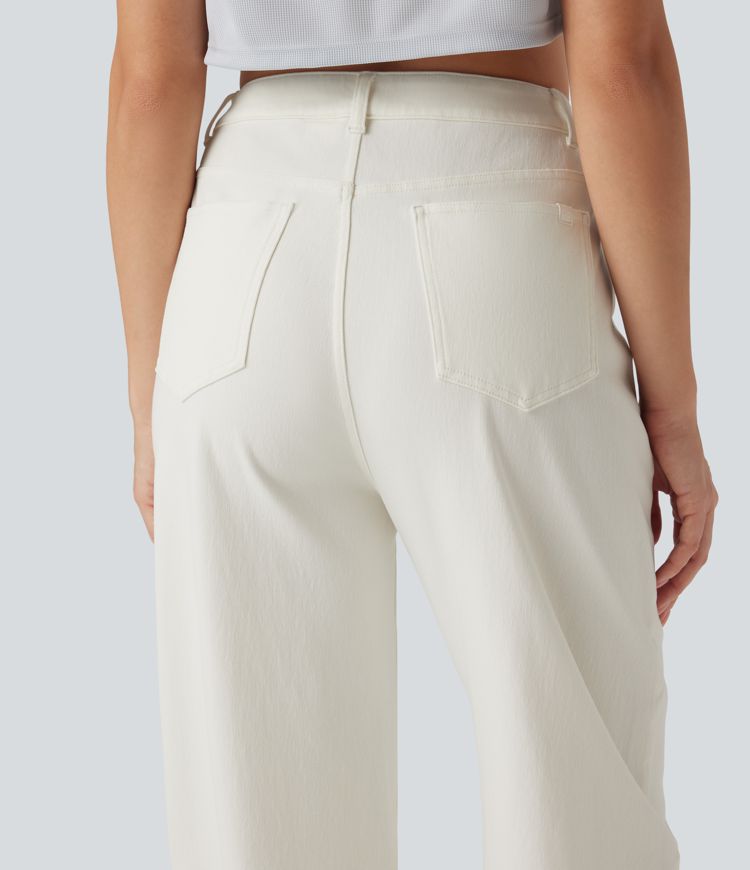 Halara Flex™ Water-Repellent Oil-Resistant High Waisted Barrel Leg Casual Jeans with Pockets