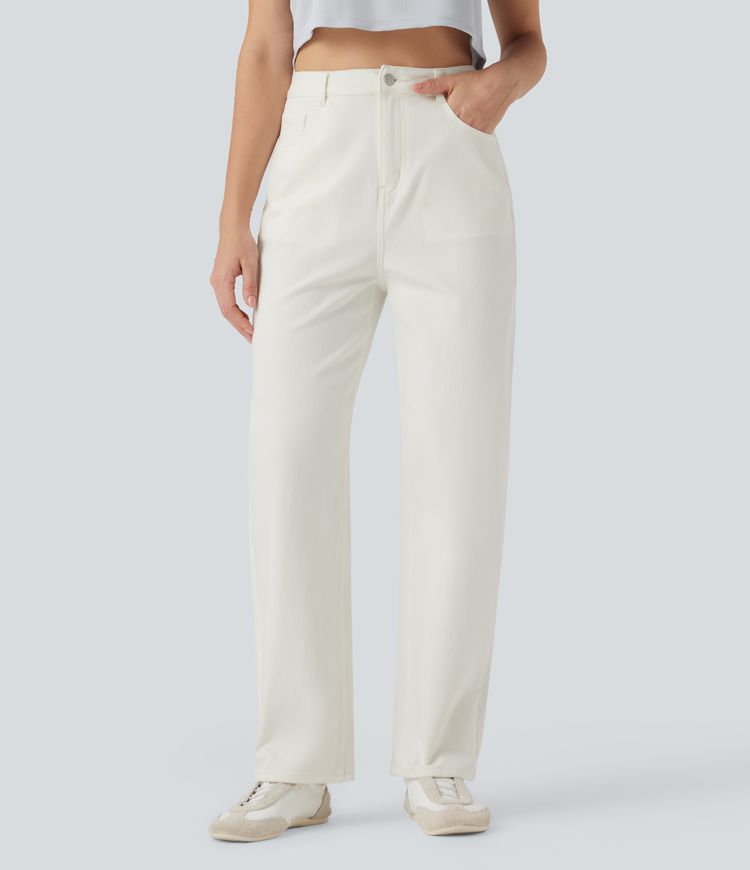 Halara Flex™ Water-Repellent Oil-Resistant High Waisted Barrel Leg Casual Jeans with Pockets