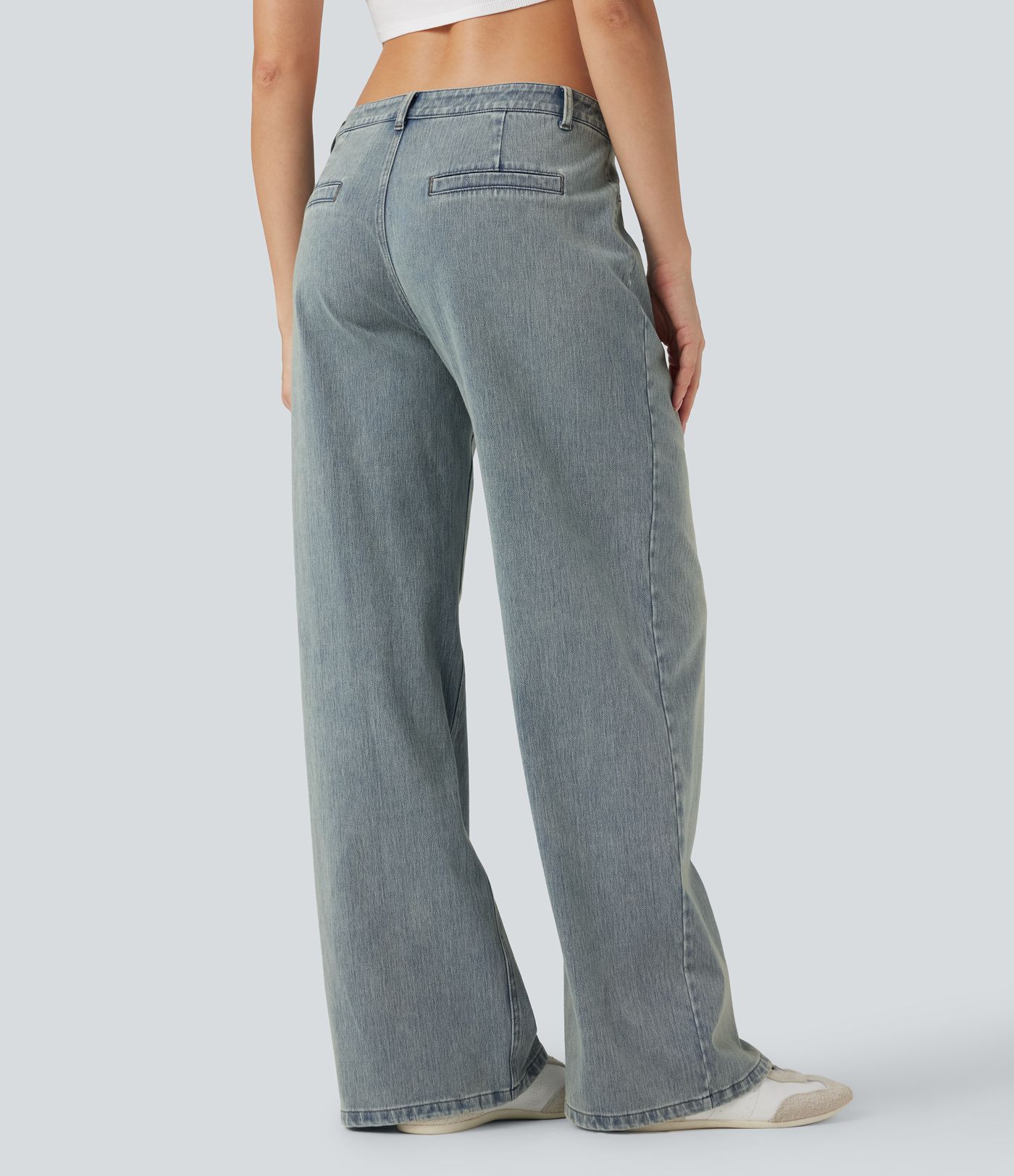 Halara Flex™ Mid Rise Wide Leg Washed Casual Jeans with Pockets