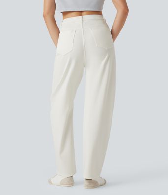 Halara Flex™ Water-Repellent Oil-Resistant High Waisted Barrel Leg Casual Jeans with Pockets