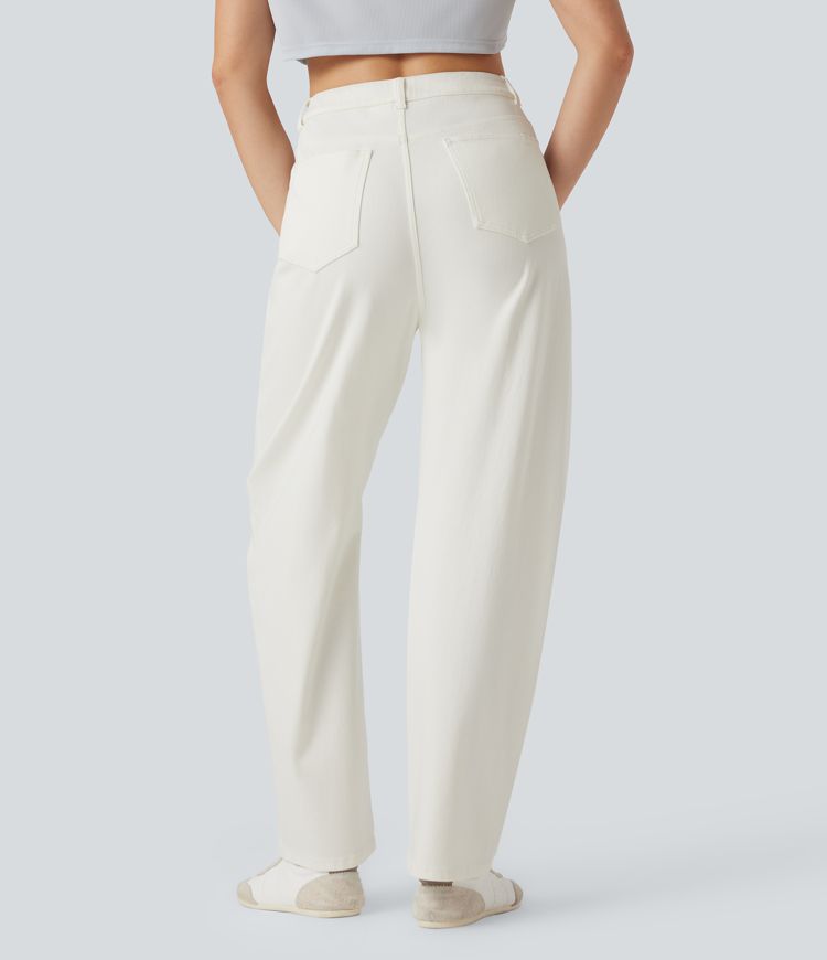 Halara Flex™ Water-Repellent Oil-Resistant High Waisted Barrel Leg Casual Jeans with Pockets