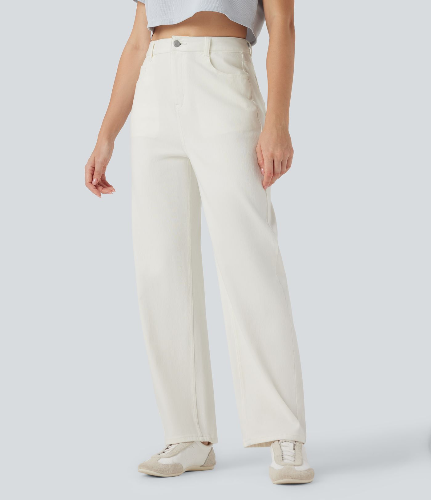 Halara Flex™ Water-Repellent Oil-Resistant High Waisted Barrel Leg Casual Jeans with Pockets