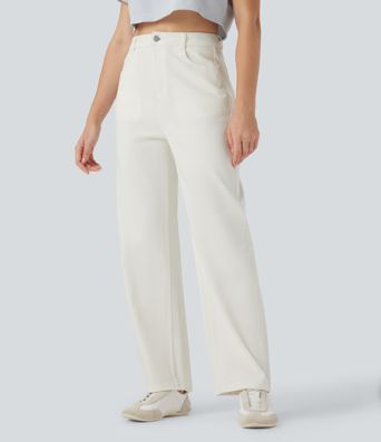 Halara Flex™ Water-Repellent Oil-Resistant High Waisted Barrel Leg Casual Jeans with Pockets