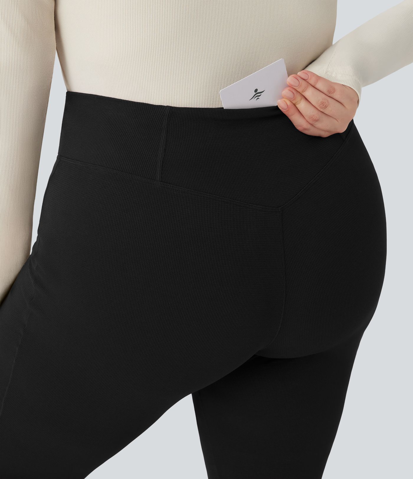 Volnočasové zvonové kalhoty ve velké velikosti s překříženým pasem, vaflovým vzorem a kapsou