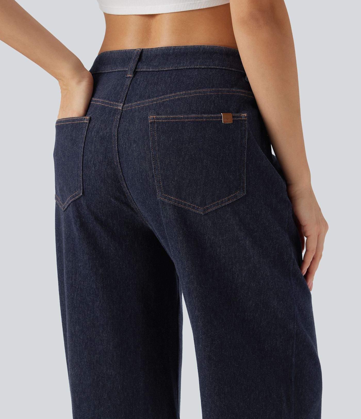 Halara Flex™ Water-Repellent Oil-Resistant Mid Rise Wide Leg Casual Jeans with Pockets