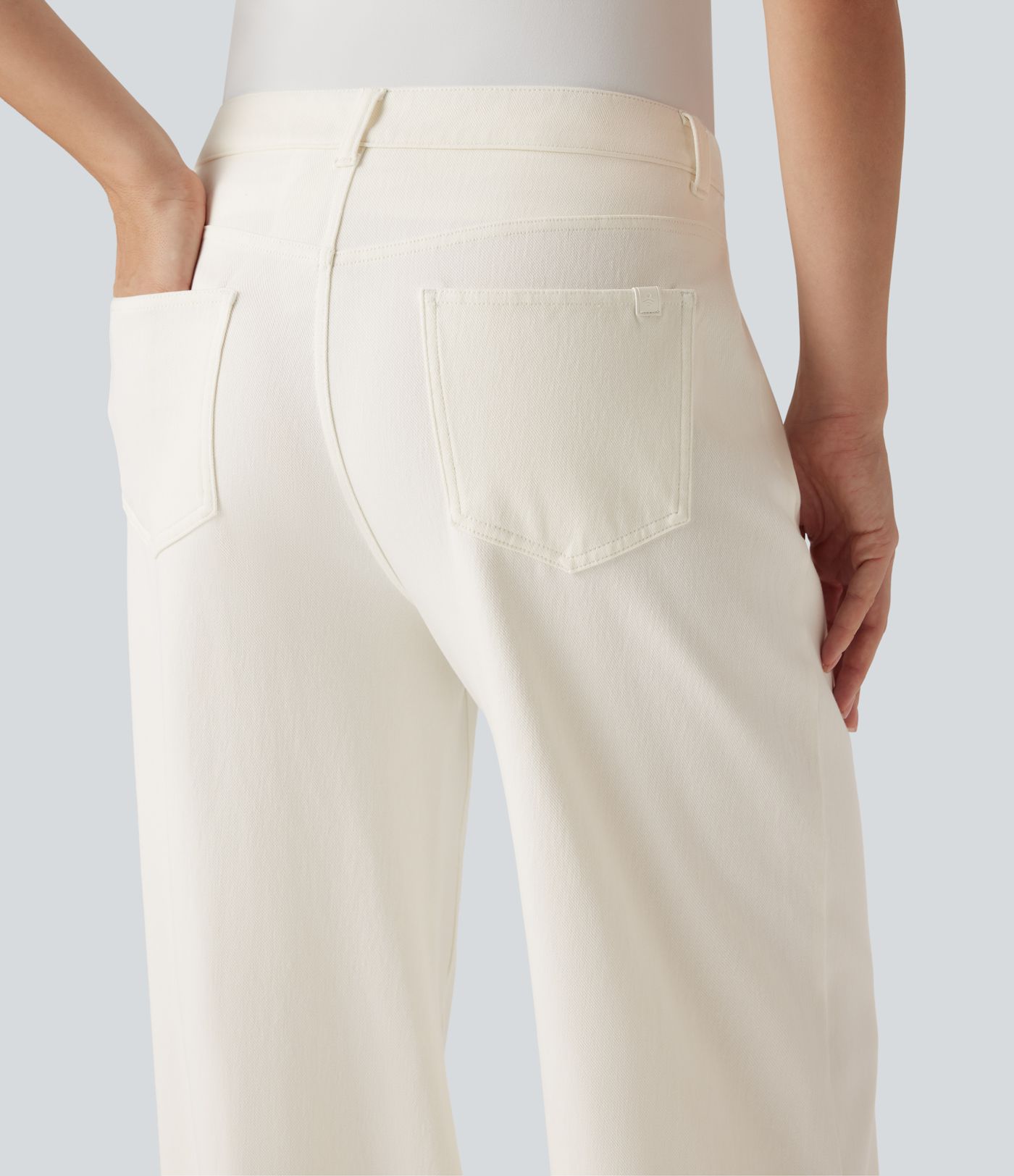 Halara Flex™ Water-Repellent Oil-Resistant Mid Rise Wide Leg Casual Jeans with Pockets