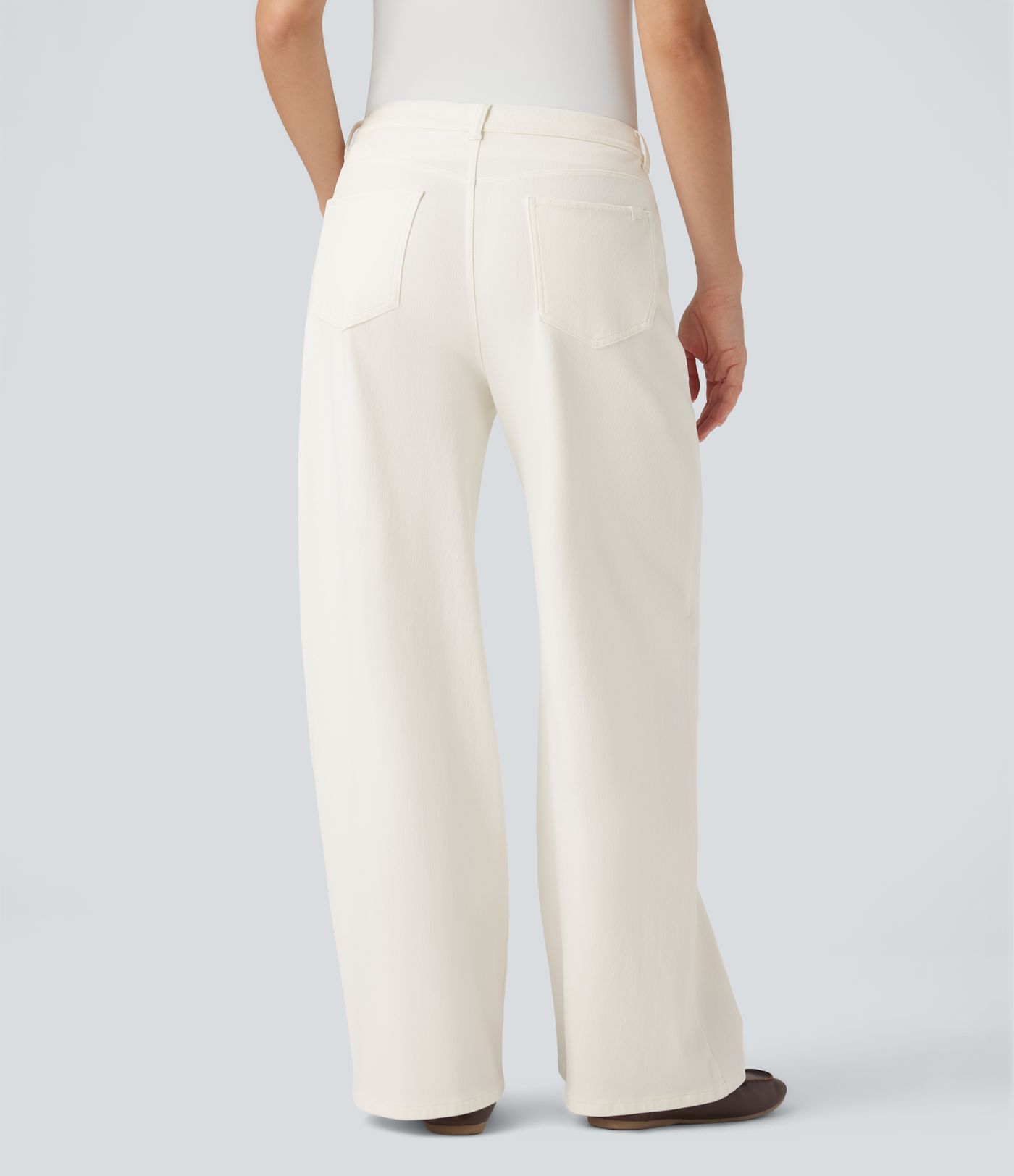 Halara Flex™ Water-Repellent Oil-Resistant Mid Rise Wide Leg Casual Jeans with Pockets