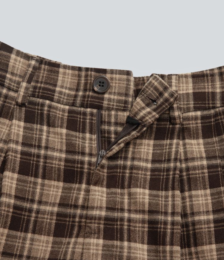 High Waisted Plaid Wide Leg Casual Pants with Pockets