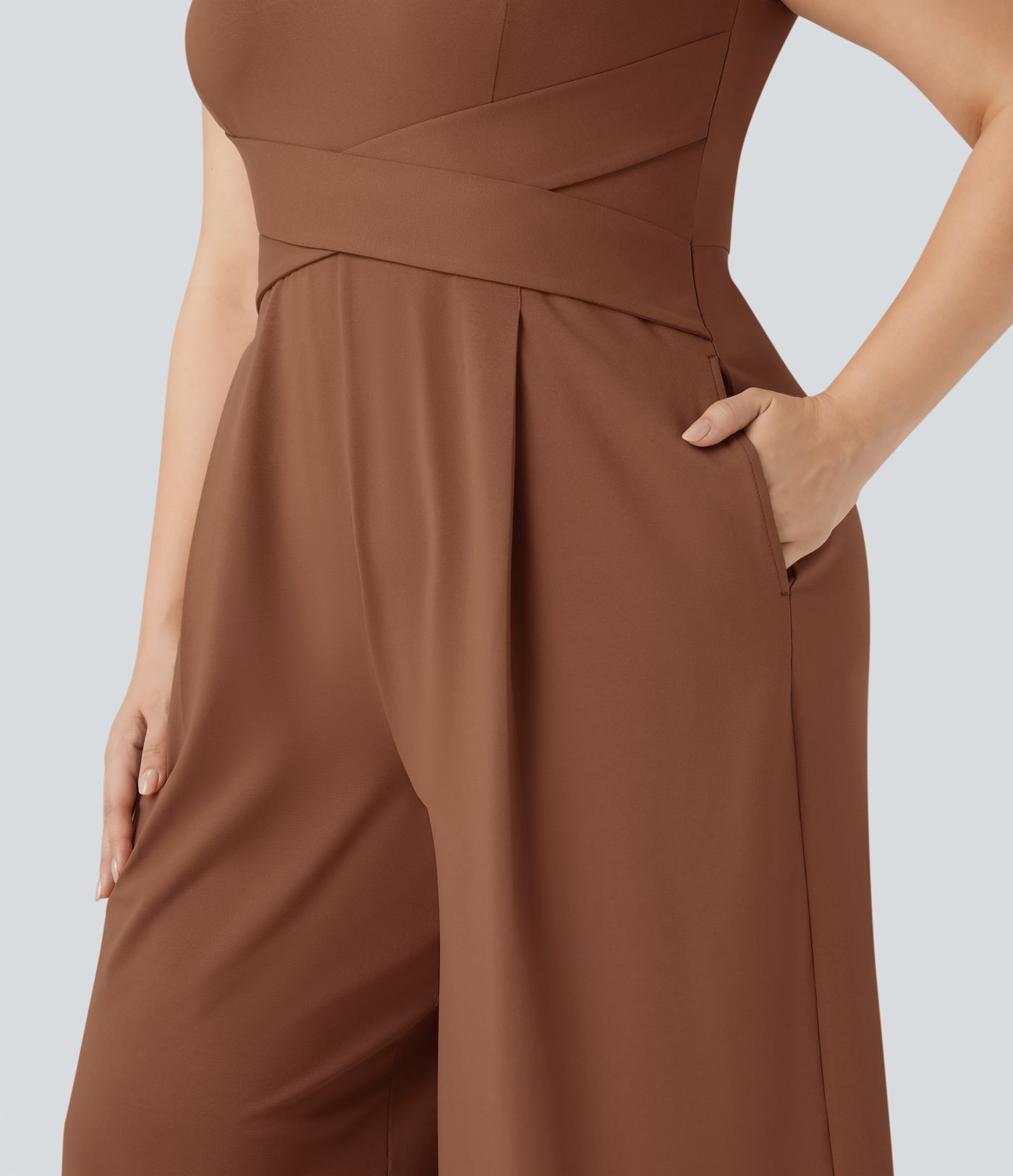 Rückenfreier Lässiger Jumpsuit in Übergrößen mit Taschen