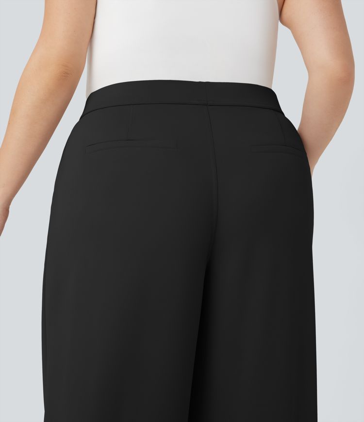Halara Flex™ High Waisted Straight Leg Crepe Work Plus Size Pants with Pockets Halara Flex™ High Waisted Straight Leg Crepe Work Plus Size Pants with Pockets