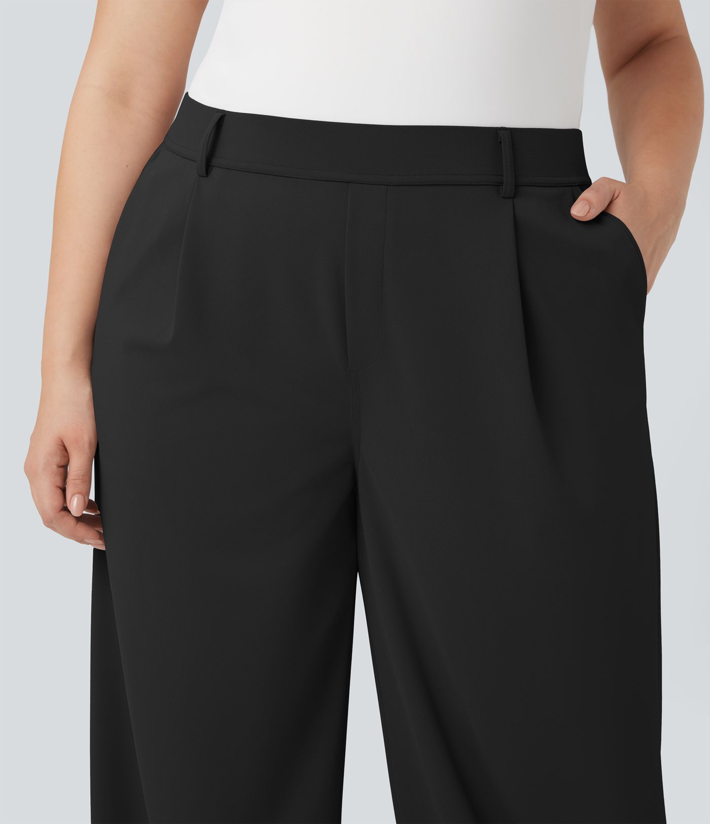 Halara Flex™ High Waisted Straight Leg Crepe Work Plus Size Pants with Pockets Halara Flex™ High Waisted Straight Leg Crepe Work Plus Size Pants with Pockets