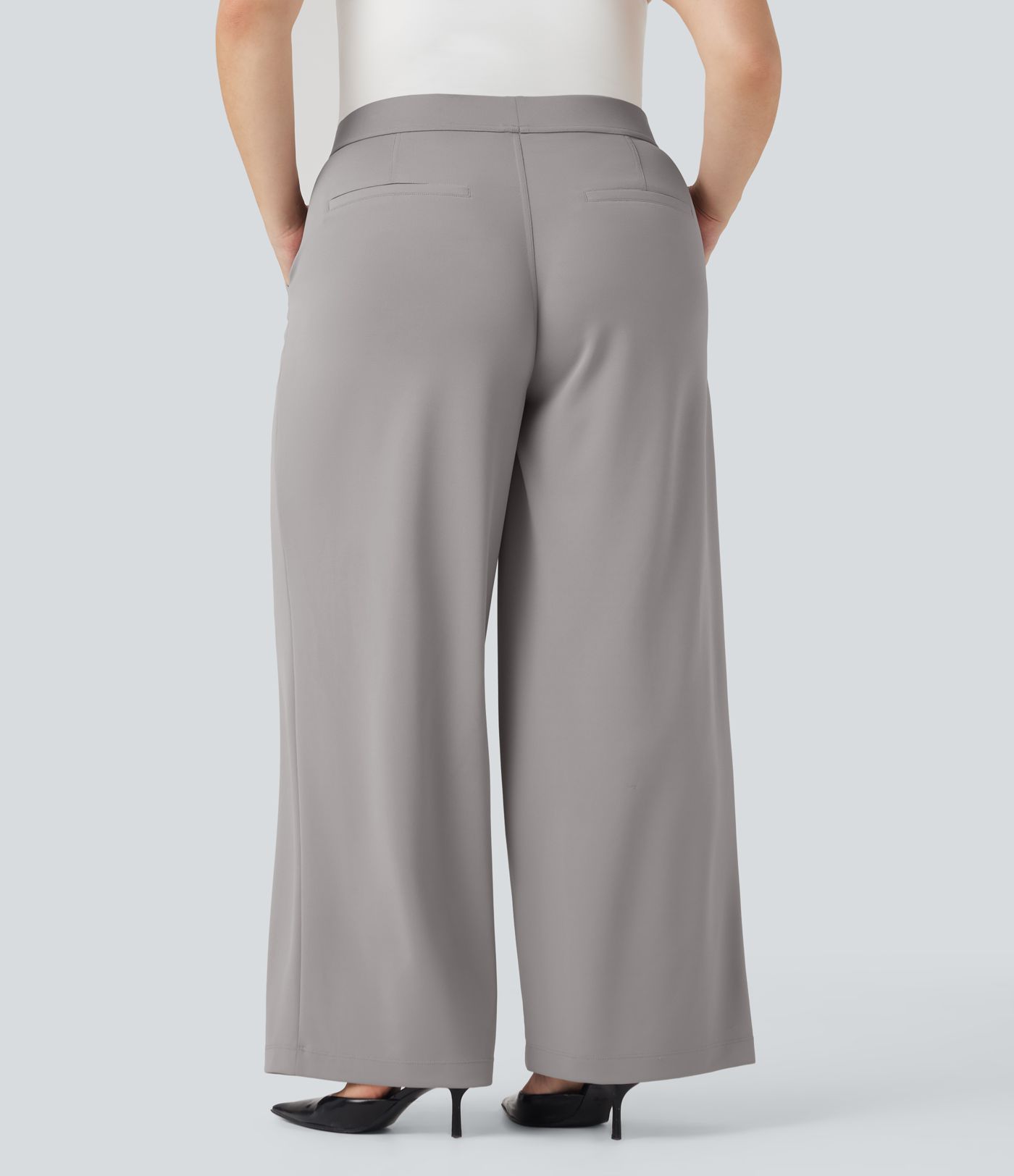 Halara Flex™ højtaljede rette ben crepe arbejdsbukser i store størrelser med lommer