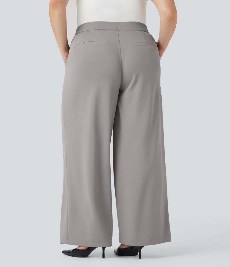 Halara Flex™ High Waisted Straight Leg Crepe Work Plus Size Pants with Pockets