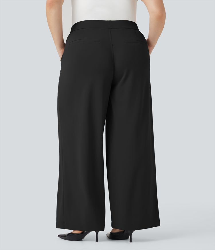Halara Flex™ High Waisted Straight Leg Crepe Work Plus Size Pants with Pockets Halara Flex™ High Waisted Straight Leg Crepe Work Plus Size Pants with Pockets